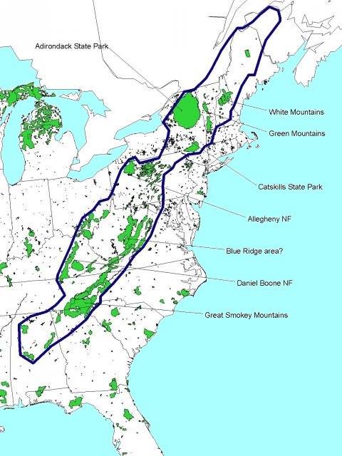 Appalachian Parks map