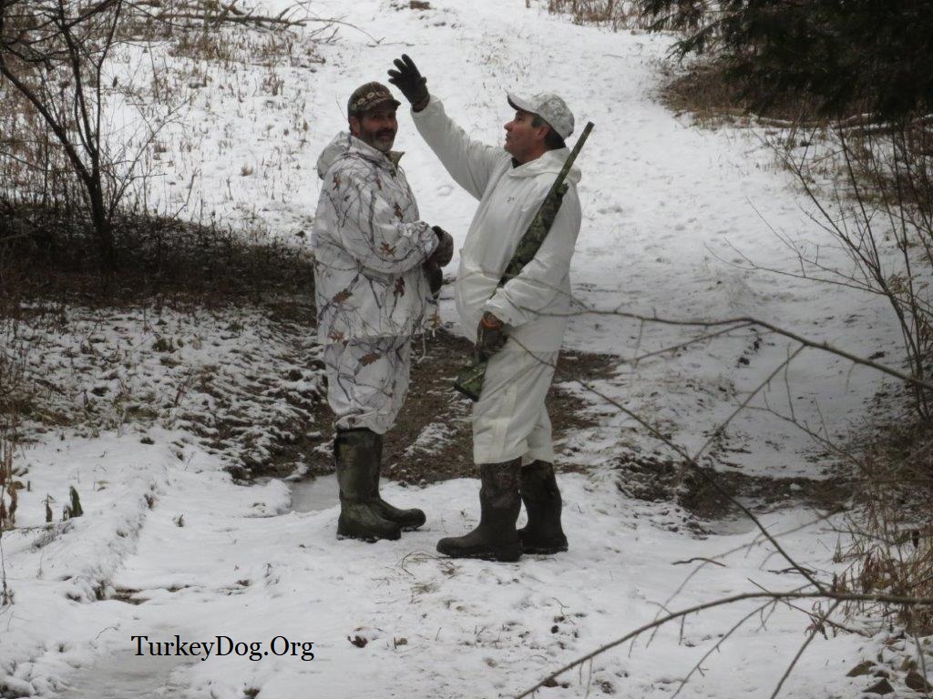 Twin snow camo turkey hunters.