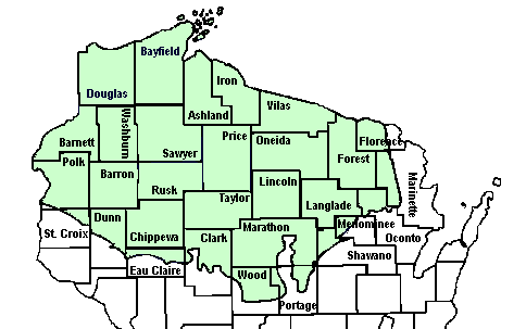 Native American Indian lands in Wisconsin by county
