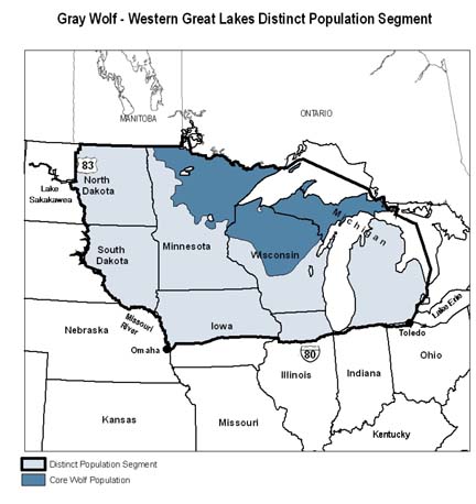 Great Lakes Timber Wolf Map in turkey dog hunting area